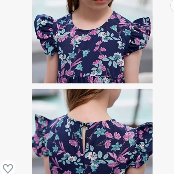 Goryla Girls Floral Print Flutter Sleeve Dress, size 6 - Picture 7 of 8